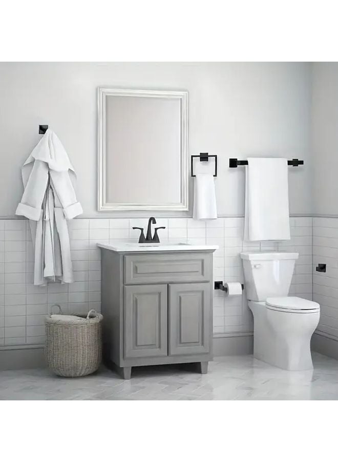 Black Stainless Steel Bathroom Hardware Set 5Pcs Towel Bar Robe Hooks Toilet Paper Holder - Image 4